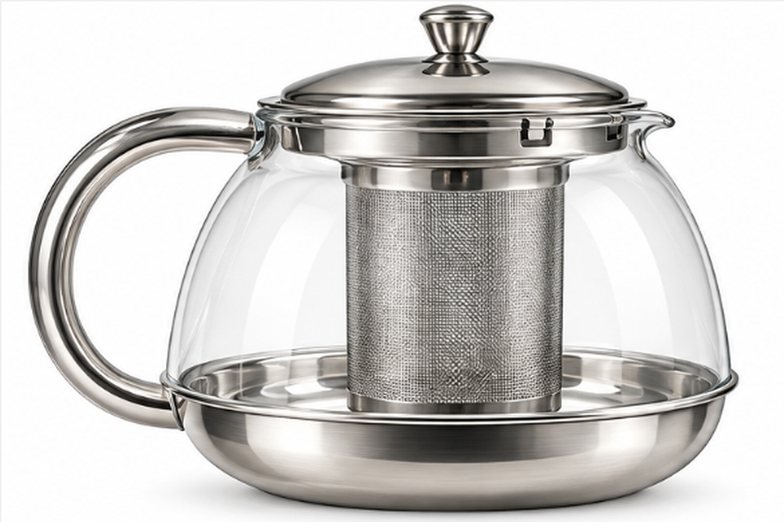 Tetera de cristal con filtro para preparar té a granel
