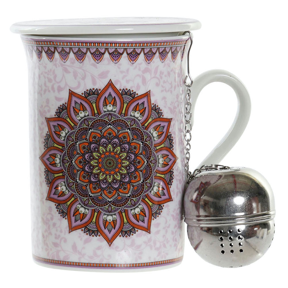 Taza para té e infusiones Mandala rojo