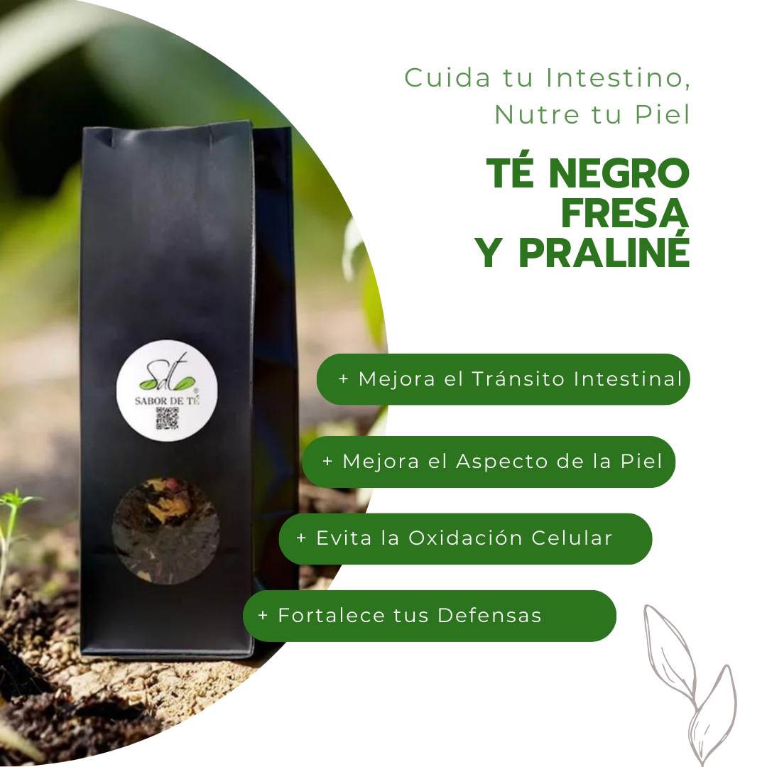 Té Negro Fresa y Praliné - Cuida tu Intestino, Nutre tu Piel