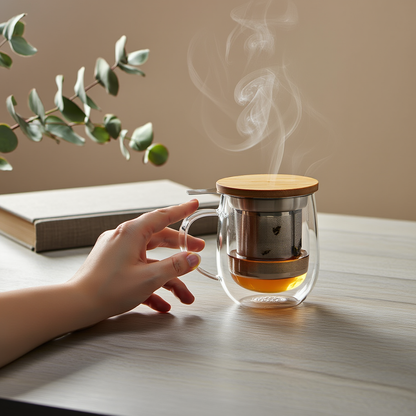 Taza Ritual de Vidrio Doble Pared (con Infusor Premium)