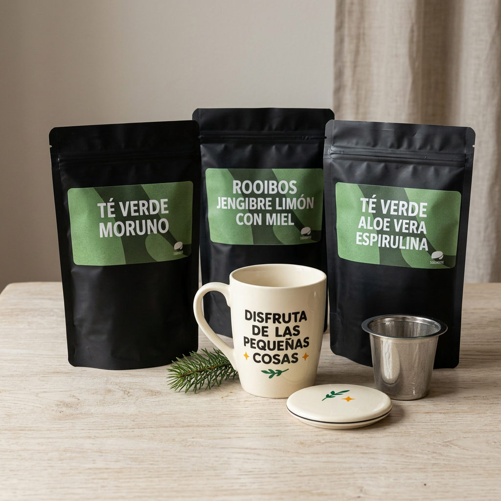 Pack regalo de Navidad Sabor de Té con taza Disfruta de las pequeñas cosas y 3 infusiones a granel