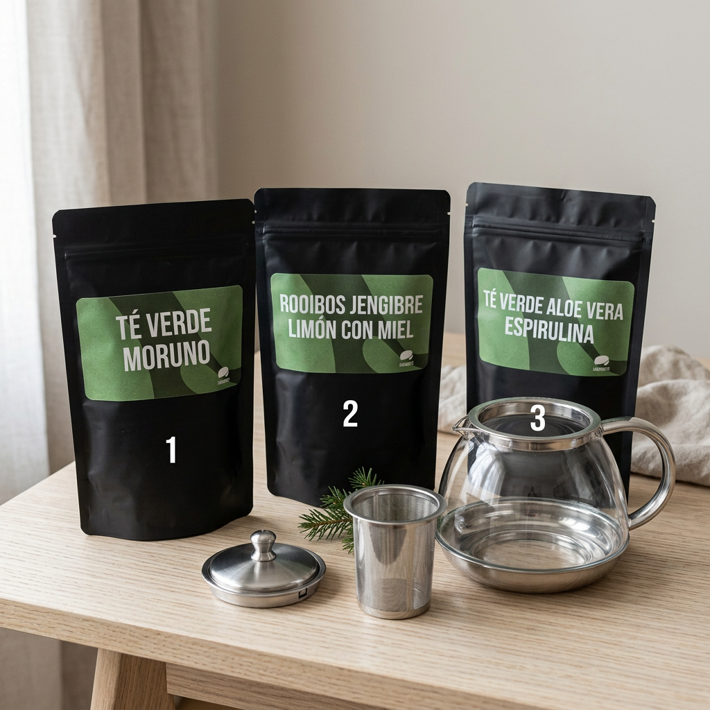Pack regalo de Navidad Sabor de Té con tetera con filtro de 800 ml y 3 infusiones a granel